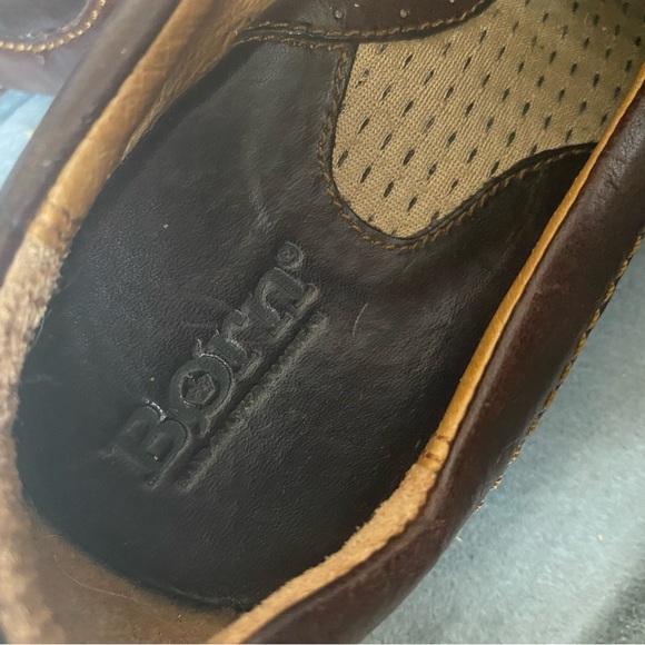 Born Leather brown loafer driving shoes size 7.5 detailed stitching rubber sole - Picture 7 of 10